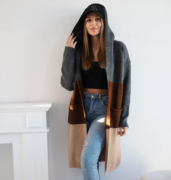 Sweter Kardigan z kapturem - obrazek 5