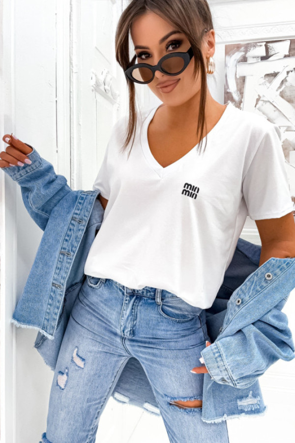 T-shirt basic z dekoltem V